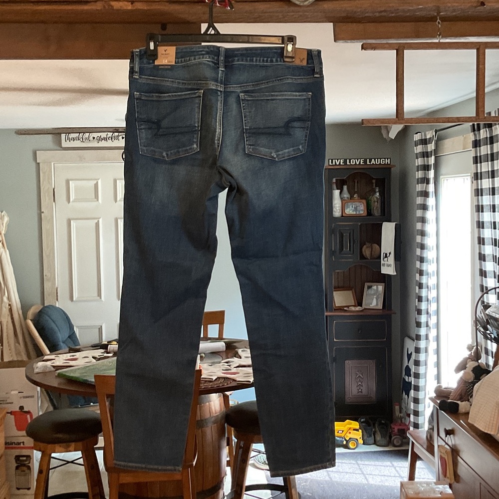 American Eagle Outfitters Dark Blue Straight Leg Jeans - Picture 2 of 3